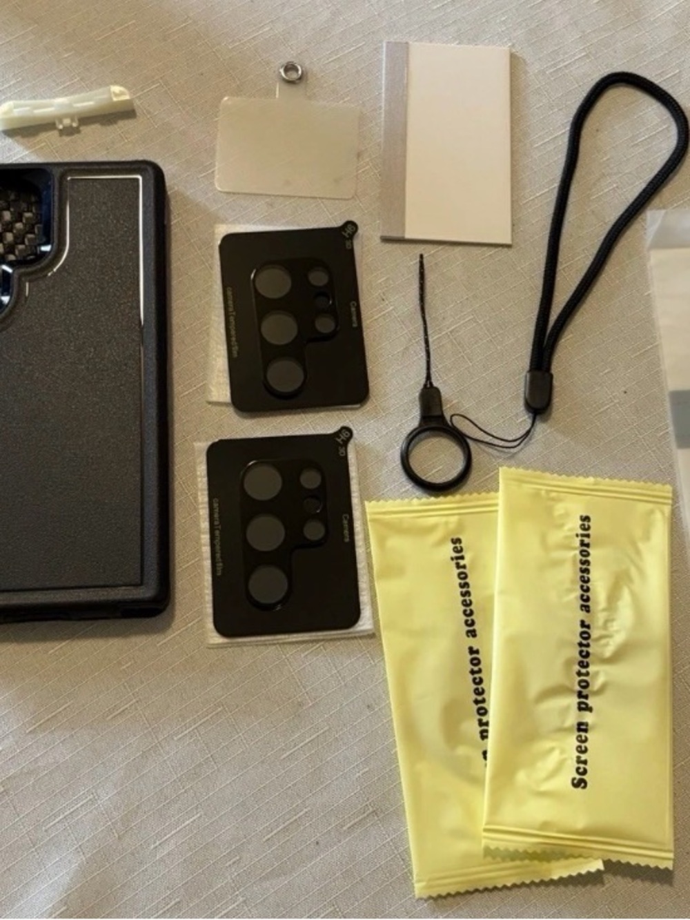 Black Protective Phone Case with Camera Lens Protector Kit